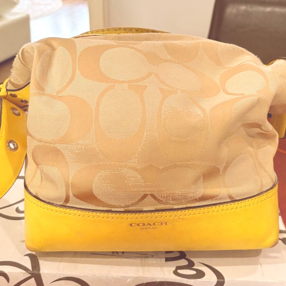 Coach Leather and Canvas Shoulder Bag